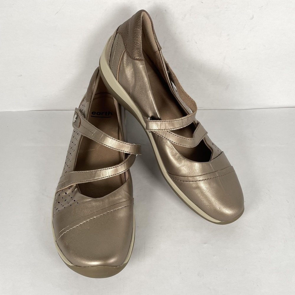 Earth Kara Newton Shoes Womens Size 11 M Platinum Mary Jane Leather Comfort - Picture 3 of 11